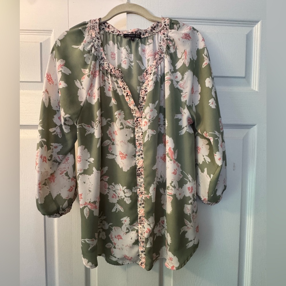 West Kei Olive Floral Blouse
